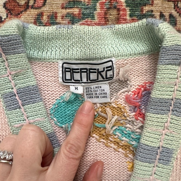 Vintage Berek 2 3D Knit Golf Cardigan Sweater Women’s M, Novelty Whimsical - Picture 2 of 10